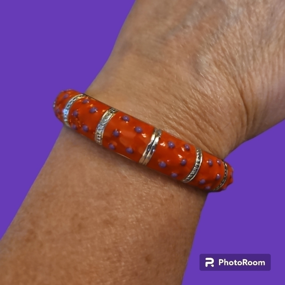VTG Purple Polka Dot Clamper Bangle Bracelet